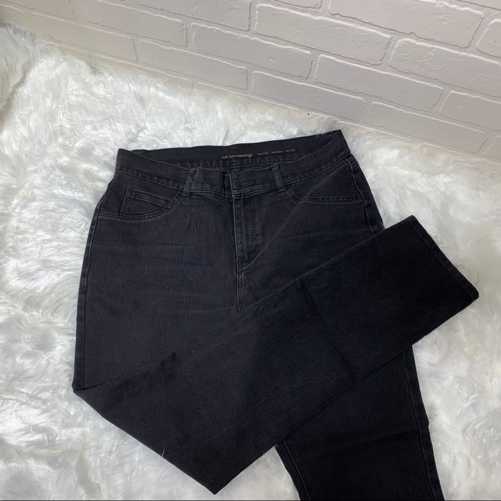 Soft Surroundings Straight Leg Hi Rise Black Jeans sz 14